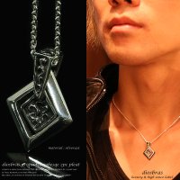 02連プレートペンダント　アラベスク　唐草　ネックレス　シルバー９２５　チェーンセット