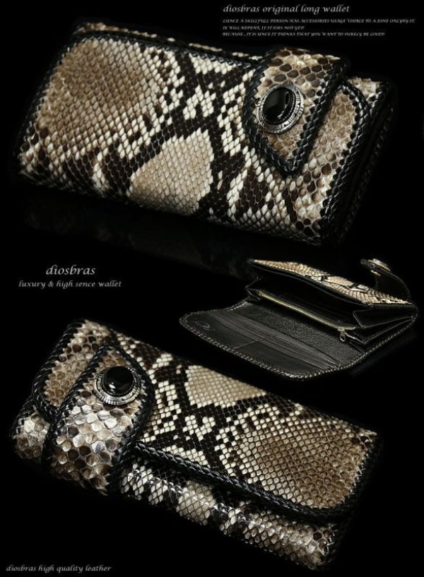 画像6: 【diosbras-ディオブラス-】本革 パイソン バイカーズウォレット長財布インディアン/ナチュラル 牛革財布シルバー925コンチョ 大容量/wallet/サイフ /ダイヤモンドパイソン【PY】
