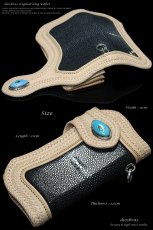 画像3: 【大特価！！】【全国送料無料】【diosbras-ディオブラス-】本革サドルレザーバイカーズウォレット　財布　レザーウォレット　ロングウォレット カット　スティングレイ　エイ革　スティングレー　クロス　メッシュ　バイカー　ヌメ革　長財布　/牛革財布シルバー９２５コンチョ/長財布【ＣＥ】 (3)