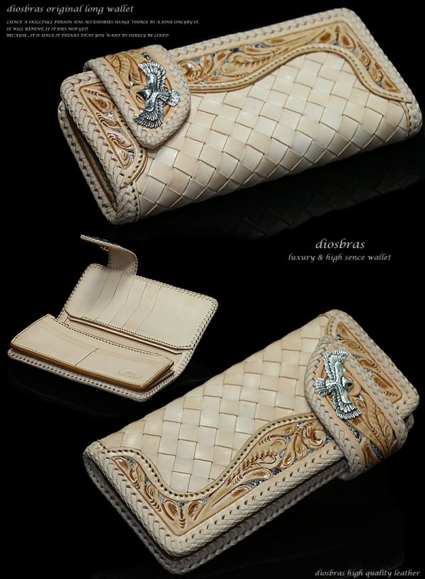 画像6: 【大特価!!】【全国送料無料】【diosbras-ディオブラス】透かし彫りカービングINパイソン&サドルレザー レザーウォレット バイカーウォレット コンチョ 本革サドルレザー 財布 シルバー925 ナチュラル【CPA】