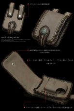 画像2: 【diosbras-ディオブラス-】メディスンバッグ　本革サドルレザー パイピング　　クロスステッチ　クロスメッシュ　【茶-ブラウン-】　メディスンバック　バイカーズ　/牛革ウェストバック シルバー９２５コンチョ/サイドバック【SA】 (2)