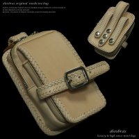 【diosbras-ディオブラス】本革　サイドバック　サドルレザー【ナチュラル-ヌメ革】タン ウエストバック　牛革 ウォレットホルダー　サイドバック　携帯　タバコ　ケース【SA】