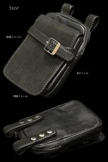 画像3: 【diosbras-ディオブラス】本革　サイドバック　シャークスキン使用 サメ革　鮫革　ウエストバック　牛革 ウォレットホルダー　サイドバック　携帯　タバコ　ケース【SS】 (3)