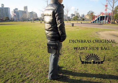 画像1: 【diosbras-ディオブラス】本革　サイドバック　シャークスキン使用 サメ革　鮫革　ウエストバック　牛革 ウォレットホルダー　サイドバック　携帯　タバコ　ケース【SS】