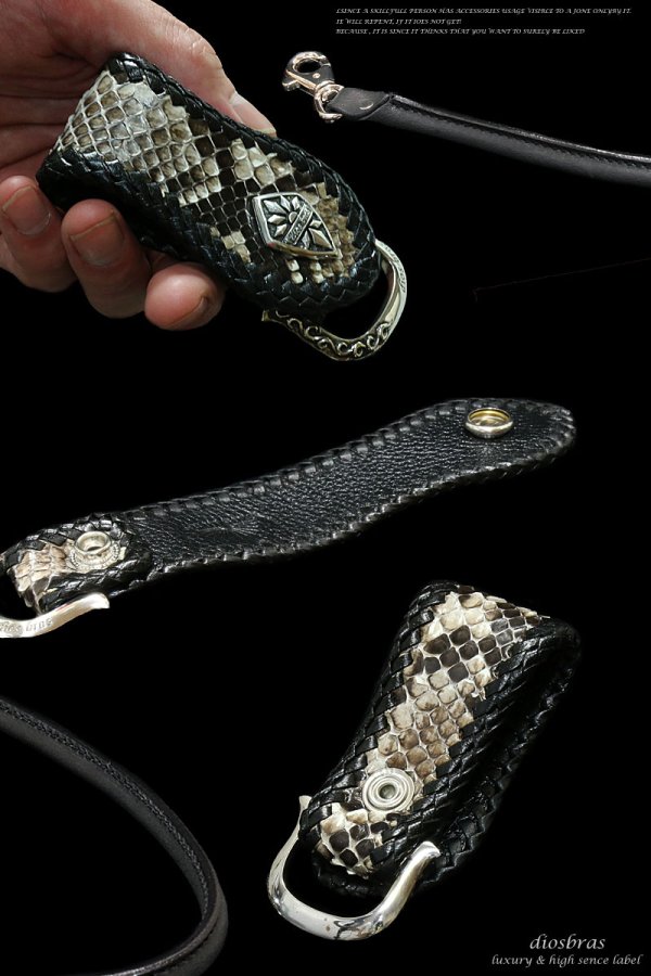 画像2: 【diosbras-ディオブラス-】本革ダイヤモンドパイソン革蛇革ベルトループ＆ウォレットコードセット/ロープ　【PY】　