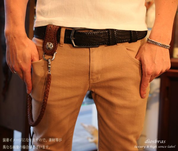 画像6: -ディオブラス-】　クロコダイル　鰐革　ワニ　カイマン種　ベルトループ＆8本編みウォレットロープセット　/サドルレザー ウォレットチェーン キーループ  キーホルダー ヌメ革 /シルバー９２５コンチョ【CL】