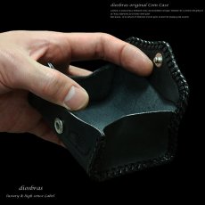 画像4: 【diosbras-ディオブラス-】透かし彫りカービングＩＮパイソン　蛇革　本革サドルレザー使用 コインケース　小銭入れ/牛革　タン　黒　ブラック【CPA】 (4)