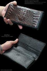 画像2: 【diosbras-ディオブラス-】クロコダイルヘッド　ブラウン　茶 ワニ革　鰐革バイカーズウォレット　財布　レザーウォレット　ロングウォレット　ウォレット　バイカー　ヌメ革　長財布　/牛革財布シルバー９２５コンチョ/長財布鰐ワニwallet【CL】 (2)