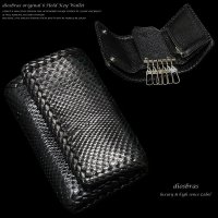 【diosbras-ディオブラス-】ブラック　黒蛇　パイソン革 本革 キーケース ＆ 財布 ショートウォレット 牛革 wallet  短財布 レザーウォレット サメ ウォレット バイカー ハーフウォレット 折財布 財布 シンプル 紳士 メンズ レディース ダイヤモンドパイソン　ヘビ革