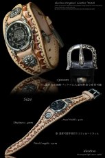 画像6: 【diosbras-ディオブラス-】本革サドルレザー　バイカーズウォッチ　牛革時計　ターコイズフェイス　Mサイズ コンチョ　シルバー９２５　ヌメ革　レザーウォッチ【SA】 (6)