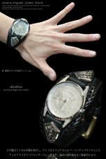 画像4: 【diosbras-ディオブラス-】本革サドルレザー　カスタムウォッチ　レザーウォッチ 　コンチョ　腕時計　シルバー９２５　ヌメ革　バイカー　牛革時計 黒　ブラック　ヌメ革【SA】 (4)