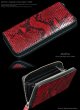 画像1: 【diosbras-ディオブラス-】本革 赤蛇　レッドパイソン　ダイヤモンドパイソン　蛇革　 ウォレット ファスナー　ラウンド　ジッパーＺＩＰＰＥＲ 財布 レザーウォレット 鮫 ロングウォレット ウォレット バイカー 長財布 シンプルスタイル 長財布 内側本牛革 wallet サイフ (1)