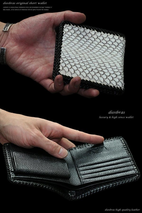 画像8: 【diosbras-ディオブラス-】本革グレーコブラショートウォレット二つ折り財布　シンプルスタイル　短財布　/内側本牛革/wallet/サイフ/ヘビ皮ダイヤモンドパイソン　【PY】
