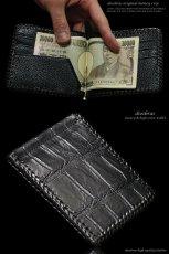 画像1: 【diosbras-ディオブラス】本革　クロコダイル　鰐革　ワニ　カイマン種　ネークリップ財布　マネークリップ二つ折り財布　ウォレット　カードケース（カード入れ）付短財布　個性派二つ折財布　メンズ　レディース　男女兼用　ヌメ革 (1)