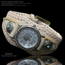 画像3: 【diosbras-ディオブラス-】本革サドルレザー　バイカーズウォッチ 牛革時計　Mサイズ　コンチョ　シルバー９２５　ヌメ革　レザーウォッチ【ナチュラル】【SA】 (3)
