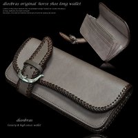 【diosbras-ディオブラス-】本革　サドルレザー　牛革　バイカーズウォレット　馬蹄  バックル ホースシュー 財布　レザーウォレット　ロングウォレット　ウォレット　バイカー　ヌメ革　長財布　/牛革財布シルバー９２５コンチョ/長財布【SS】【ブラウン・茶】