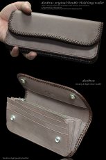画像2: 【diosbras-ディオブラス-】本革サドルレザーバイカーズウォレット　 財布　レザーウォレット　ロングウォレット　ウォレット　バイカー　ヌメ革　長財布　/牛革財布シルバー９２５コンチョ/長財布 ダブルホールドコンチョ【SA】【ブラウン・茶】 (2)