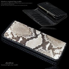 画像1: 【diosbras-ディオブラス-】本革パイソンウォレット　長財布　　財布　レザーウォレット　ロングウォレット　ウォレット　バイカー　ヌメ革　長財布　シンプルスタイル/内側本牛革/wallet/サイフ/wallet/短財布/サイフ/二つ折り財布/ヘビ皮ダイヤモンドパイソン【PY】 (1)