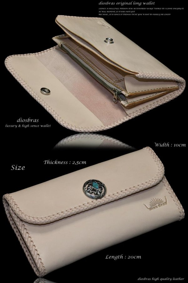 画像4: 【diosbras-ディオブラス-】本革サドルレザーシンプルデザイン大容量バイカーウォレット コンチョ 本革ナチュラルサドルレザー 財布 シルバー925【SA】