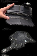 画像5: 【diosbras-ディオブラス】透かし彫りカービングINパイソン&カットエイ革　レザーウォレット　バイカーウォレット　コンチョ　本革サドルレザー　財布　シルバー９２５ ナチュラル【CPA】 (5)