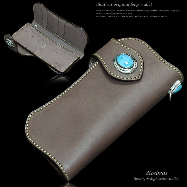 画像1: 【diosbras-ディオブラス-】レザーウォレット　バイカーウォレット　コンチョ　サドルレザー　財布　シルバー９２５【SA】 (1)