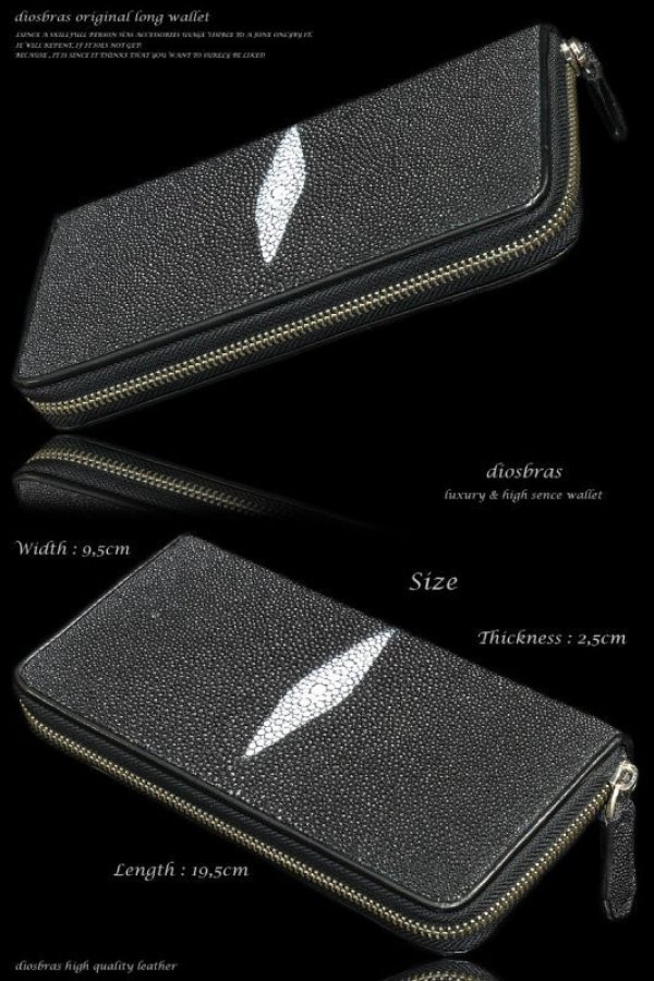 画像5: 【diosbras-ディオブラス-】本革スティングレーエイ革ウォレット長財布 ジッパーZIPPERシンプルスタイル 財布 /内側本牛革【CE】