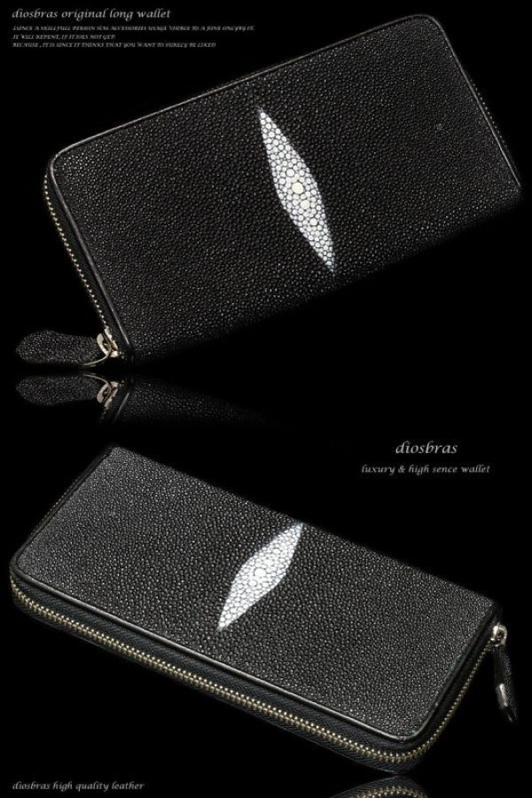 画像4: 【diosbras-ディオブラス-】本革スティングレーエイ革ウォレット長財布 ジッパーZIPPERシンプルスタイル 財布 /内側本牛革【CE】