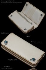 画像4: 【diosbras-ディオブラス-】本革サドルレザーバイカーズウォレット/牛革財布　コンチョ　本革ナチュラルサドルレザー　財布　シルバー９２５【SA】 (4)