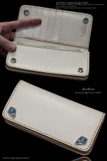 画像5: 【diosbras-ディオブラス-】本革サドルレザーバイカーズウォレット/牛革財布　コンチョ　本革ナチュラルサドルレザー　財布　シルバー９２５【SA】 (5)