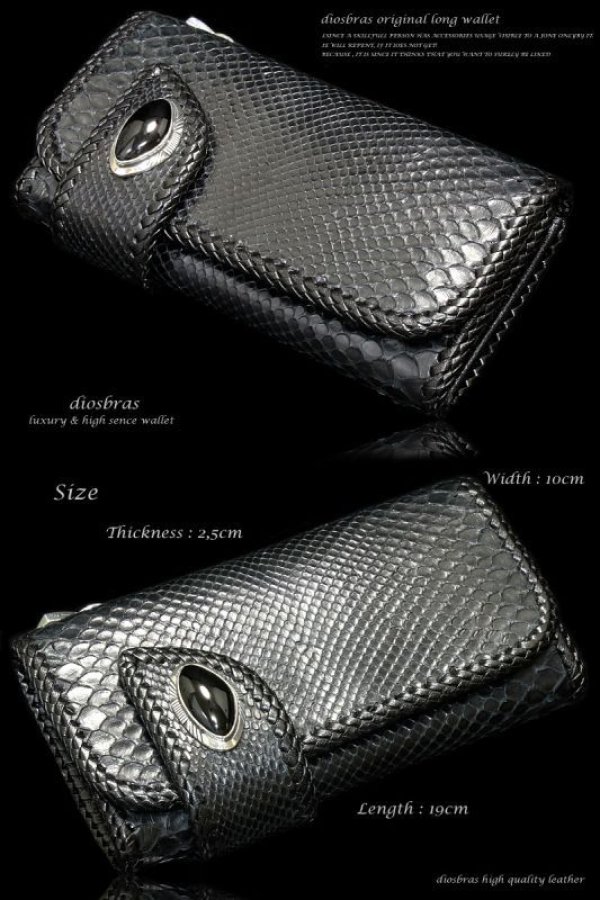 画像5: 【diosbras-ディオブラス-】本革 ブラックパイソン　黒 バイカーズウォレット長財布インディアン/ナチュラル　牛革財布シルバー９２５コンチョ 大容量/wallet/サイフ /蛇革　ヘビ【PY】