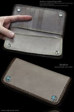 画像4: 【diosbras-ディオブラス-】本革サドルレザーバイカーズウォレット/【ブラウン/茶】牛革財布　コンチョ　本革ナチュラルサドルレザー　財布　シルバー９２５【SA】 (4)