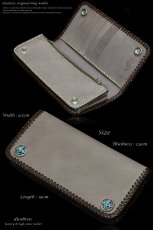 画像5: 【diosbras-ディオブラス-】本革サドルレザーバイカーズウォレット/【ブラウン/茶】牛革財布　コンチョ　本革ナチュラルサドルレザー　財布　シルバー９２５【SA】 (5)