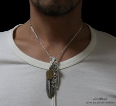 画像3: 【diosbras-ディオブラス】フェザー ネックレス メンズ ネイティブ イーグル＆フェザーコンビネーションネックレス シルバー９２５　イーグル　チョーカー　チェーン (3)