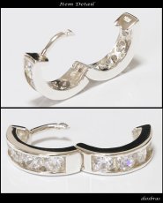 画像2: ジルコニア　リング　シルバー９２５　ピアス メンズ レディース 激安ピアス イヤリング アクセサリー【フープ】本物シルバー９２５◇片方ピアス メンズ レディース (2)