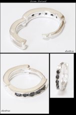 画像2: ブラック　黒　ジルコニア　リング　シルバー９２５　ピアス メンズ レディース 激安ピアス イヤリング アクセサリー【フープ】ライン　本物シルバー９２５◇片方ピアス メンズ レディース (2)