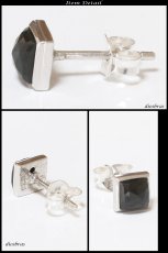 画像2: 【オニキス ピアス】本物シルバー925/　ピアススクエア　四角 片方 パワーストーン/ピアス片耳・片方販売ピアス メンズ レディース ブリリアント　カット　≪小≫ (2)