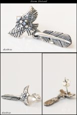 画像2: 【メンズピアス】【シルバーアクセサリー】【シルバーピアス】●バラ売り（片耳のみ）■シャープでキレイめハードな横顔に！フェザー　イーグル　ブラック ジルコニア (2)