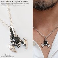 【蠍 アクセサリー】リアルBIGスコーピオン■シルバー９２５　オニキス　ペンダント トップ シルバー 925/ネックレス/ ネックレス メンズ レディース