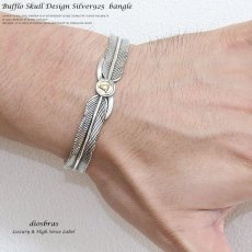 画像3: 【シルバーバングル】【シルバーアクセサリー】バッファロースカル　羽根　イーグル　フェザー　シルバーアクセサリー メンズ シルバーバングル ブレスレット シルバー925 メンズアクセサリー 太陽神　プレゼントに人気 送料無料【diosbras-ディオブラス-】 (3)