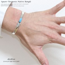画像3: 【シルバーバングル】【シルバーアクセサリー】ターコイズ シルバーアクセサリー メンズ シルバーバングル ブレスレット シルバー925 メンズアクセサリー プレゼントに人気 送料無料【diosbras-ディオブラス-】 (3)