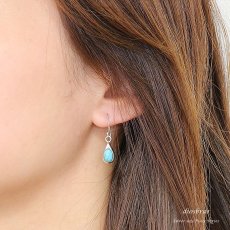 画像3: 【ターコイズ ピアス】本物シルバー925/　ドロップ　ピアス 片方 パワーストーン/ピアス・両耳販売ピアス メンズ レディース しずく　雫型　流線形　カット リング　フープインディアンジュエリー　インレイ　ズニ (3)