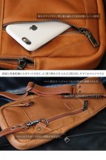 画像11: ボディバッグ 本革 ワンショルダーバッグ 革 メンズ ハンドメイド レザー | ボディーバッグ レザーバッグ ショルダーバッグ 牛革 ショルダーバック ショルダー ギフト　誕生日プレゼント バッグ ボディバック 大容量 ペットボトル ワンショルダー ストッパー付き (11)