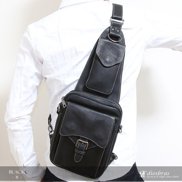 画像4: ボディバッグ 本革 ワンショルダーバッグ 革 メンズ ハンドメイド レザー | ボディーバッグ レザーバッグ ショルダーバッグ 牛革 ショルダーバック ショルダー ギフト　誕生日プレゼント バッグ ボディバック 大容量 ペットボトル ワンショルダー