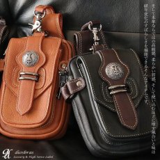 画像11: ウエストポーチ ウエストバッグ ヒップバッグ 本革 ベルトポーチ メンズ アイコスケース付き　IQOS ヒップバック ハンドメイド レザー|ウォレットホルダー 牛革 誕生日 ウェストポーチ バッグ ベルト通しウエストバッグ ウエストポーチ ポーチ 彼氏のプレゼントにおススメ (11)