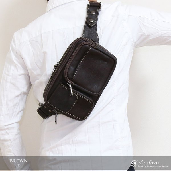 画像5: ボディバッグ 本革 ワンショルダーバッグ 革 メンズ ハンドメイド レザー | ボディーバッグ レザーバッグ ショルダーバッグ 牛革 ショルダーバック ギフト　誕生日プレゼント バッグ ボディバック 大容量 ペットボトル  ウエストポーチ　ウエストバッグ　ウエストバック