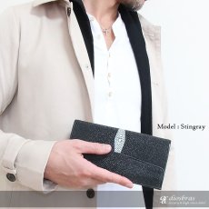 画像9: 【OUTLET SALE】メンズ長財布 レザーウォレット 本革 スティングレイ エイ革 シンプルウォレット 大容量 メンズ長財布 レザーウォレット 革財布 皮財布 ロングウォレット 本物 天然皮革 ハンドメイド ウォレット お財布 紳士財布 婦人財布 プレゼント サイフ (9)