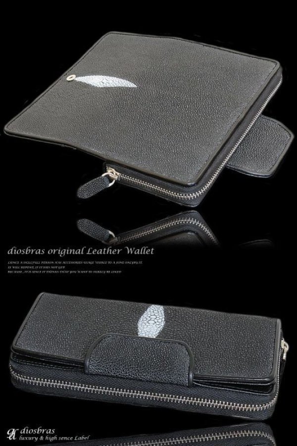 画像3: 財布 ラウンドファスナー メンズ レディース 本革 スティングレー エイ革 大容量 ラウンドファスナー ウォレット ガルーシャ ラウンド ジッパー ＺＩＰＰＥＲ 財布 ヌメ革 レザーウォレット ロングウォレット バイカー 長財布 牛革 紳士 婦人 サイフ スティングレイ