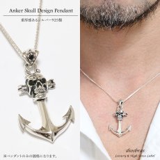 画像1: 【アンカー ペンダント トップ】スカル　骸骨　ジルコニア　ゴシック　シルバー925ペンダント/ペンダント トップ シルバー 925/ネックレス/ ネックレス メンズ レディース (1)
