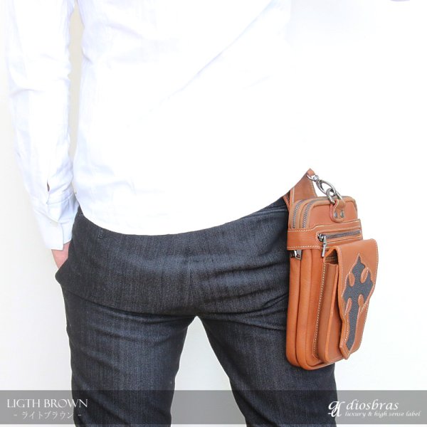 画像5: ウエストポーチ ウエストバッグ ヒップバッグ 本革 ベルトポーチ メンズ ウエストバック ヒップバック ハンドメイド レザー|ウォレットホルダー 牛革 十字架 クロス エイ革 スティングレー スティングレイ ウェストポーチ バッグ ベルト通しウエストバッグ