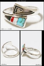 画像2: 【シルバーリング】【リング】【シルバーアクセサリー】ターコイズ　シェル　赤珊瑚　インレイ　インディアンジュエリー　ネイティブ　オニキス メンズ 指輪 シルバー925　メンズ レディース　ズニ　フリーサイズ (2)